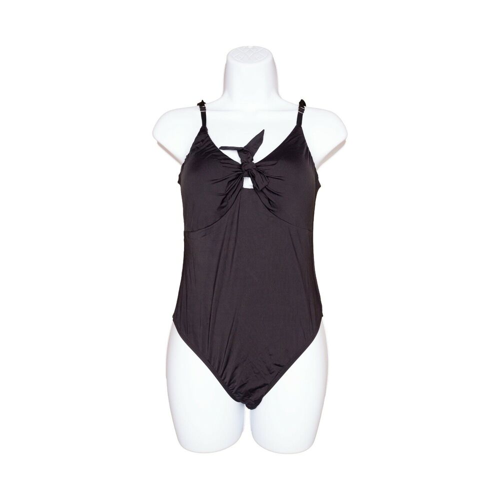 Vestidos Front Tie One Piece Swimsuit Black Size M 5903